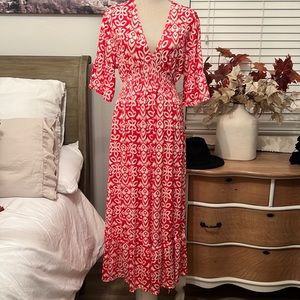 Red and White stretch Dress